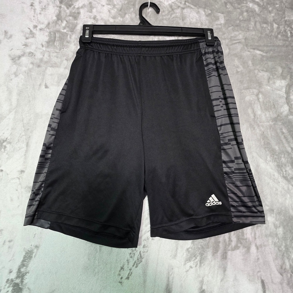 Adidas Mens Climalite Basketball Shorts Black Grey Striped Size Medium 1161